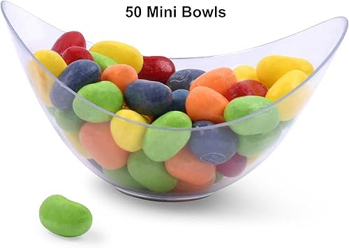 Miniatura 5 de zappy 50 mini cuencos de fiesta, transparentes, desechables, 2 onzas  taza cada uno, ovalados y elegantes, postres, aperitivos, mousse y más