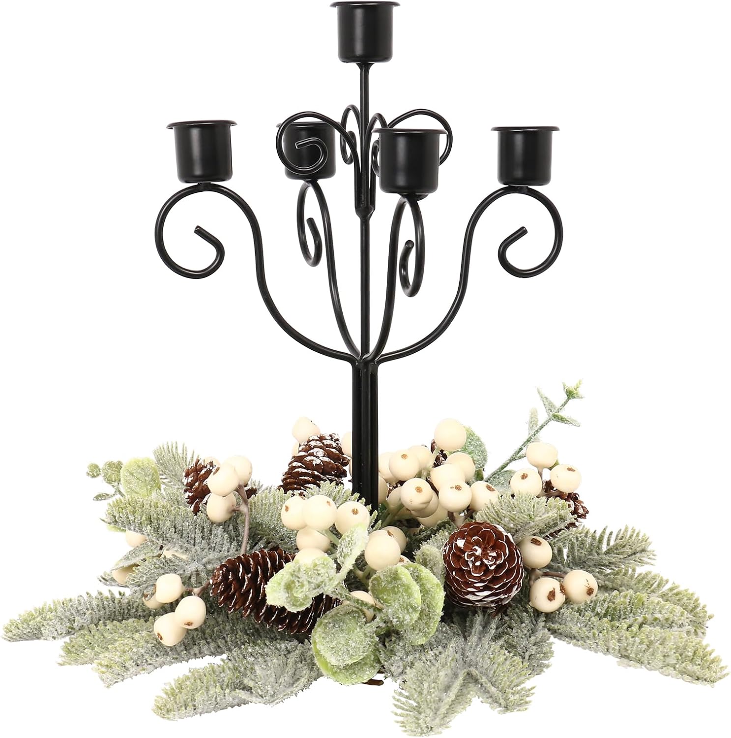 RoseCraft Black Christmas Candle Holder, Christmas Table Centerpieces Decorations, for Home Indoor Wedding Party Xmas Taper Candlestick Holders Winter Decor.(Fits 1.2 inch Thick Candle)