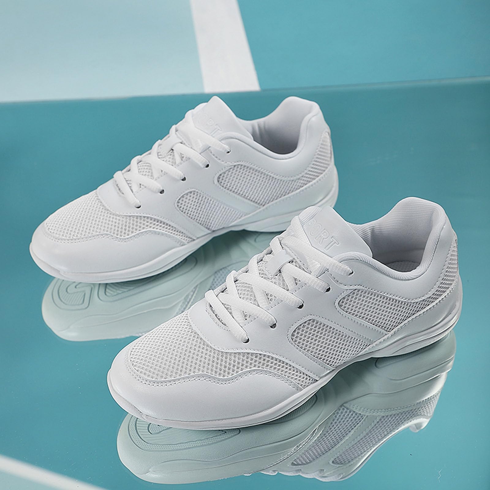 SECHRITE Cheerleading Cheer - Scarpe da ginnastica da donna e ragazza, colore: bianco, jazz
