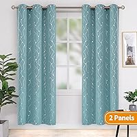 Vista 340 de BGment Room Darkening Curtains 95 Inches Long, Grommet Thermal Insulated Blackout Curtains with Wave Line and Dots Printed for Bedroom, 2 Panels