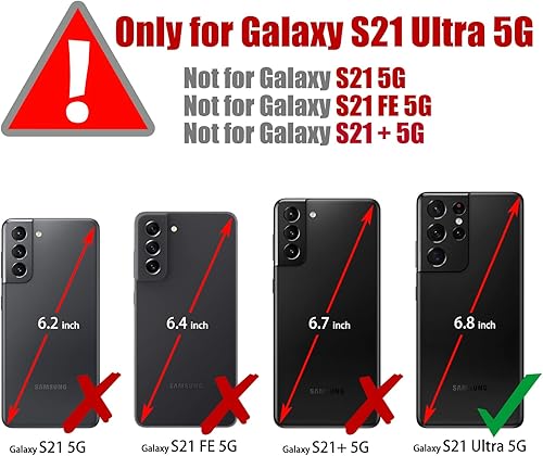 Miniatura 2 de Funda para Samsung Galaxy S21 Ultra, Galaxy S21 Ultra con bloqueo RFID, tarjetero y función atril magnético, funda de cuero tipo cartera con tapa