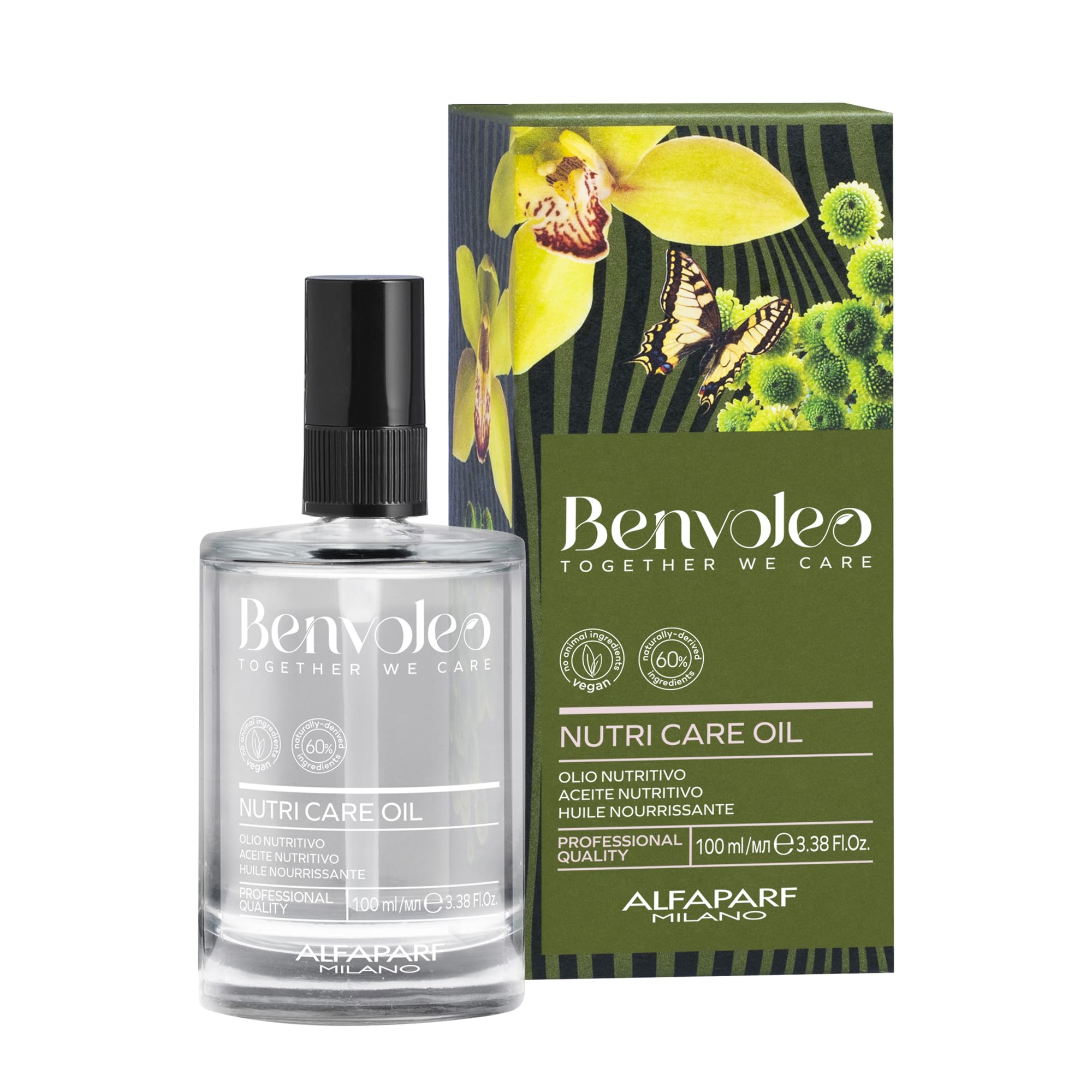 ALFAPARF MILANO Benvoleo Nutri Care Oil for All Hair Types - Clean, Vegan, Sustainable Hair Care - Sulfate and Paraffin Free - Adds Shine and Hydration - Nourishes and Illuminates - 3.38 FL. Oz.