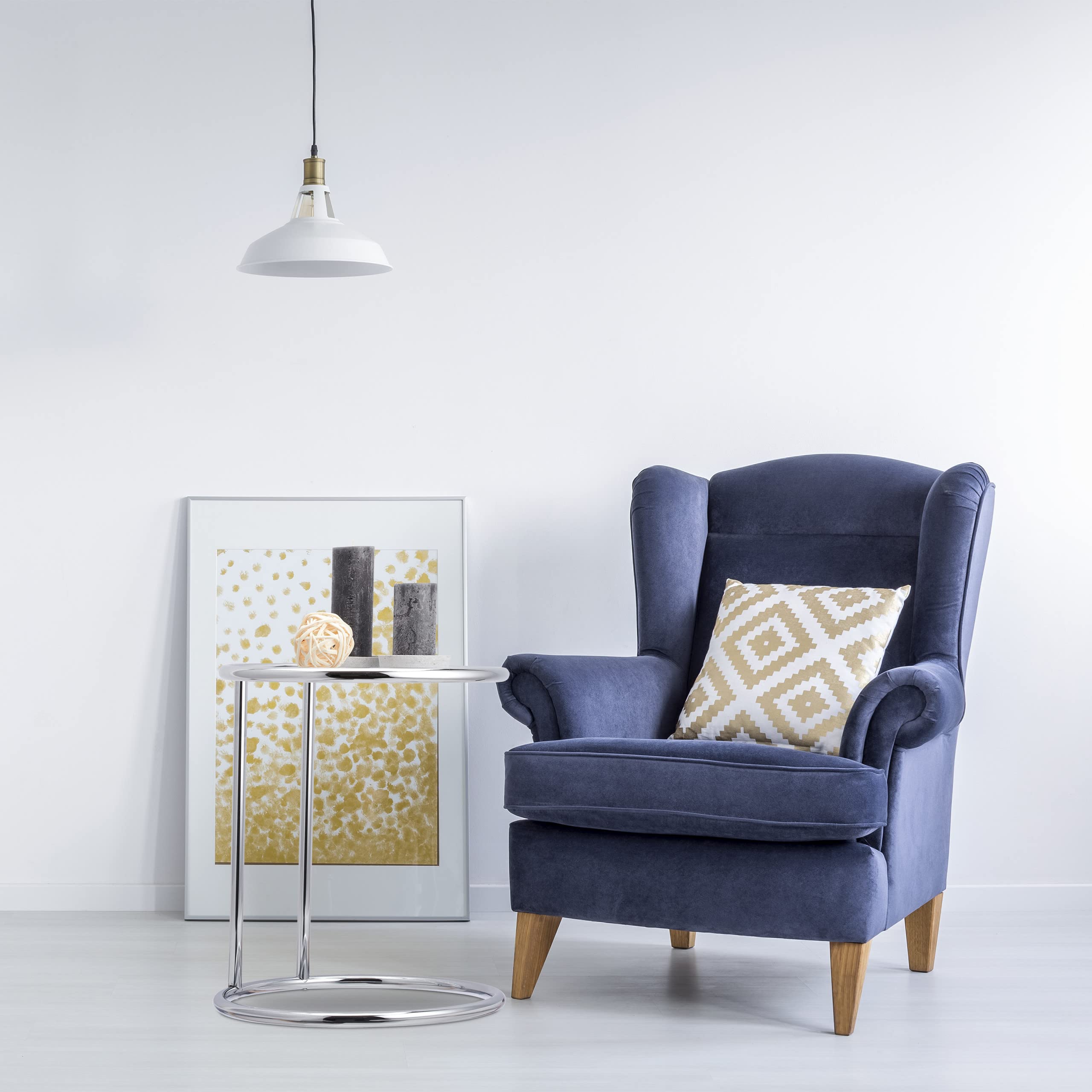 Relaxdays Tavolino Rotondo, Struttura in Metallo, Ripiano in Vetro, Tavolo Basso Salotto, Decorativo, Design, HxD 53 x 45 cm, Argento