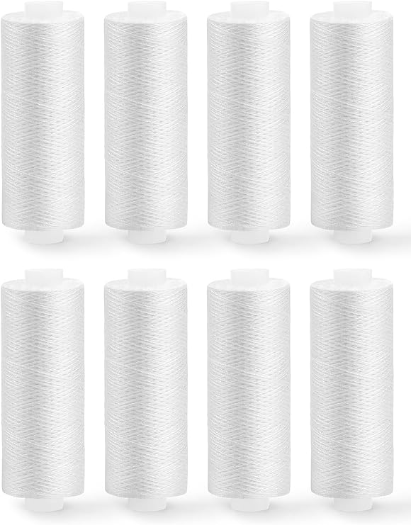 ZMAAGG White Thread for Sewing, Polyester Sewing Thread, 8 Rolls 200 Yards Per Roll All Purpose Sewing String for Sewing Machine, Hand Stitching, Embroidery