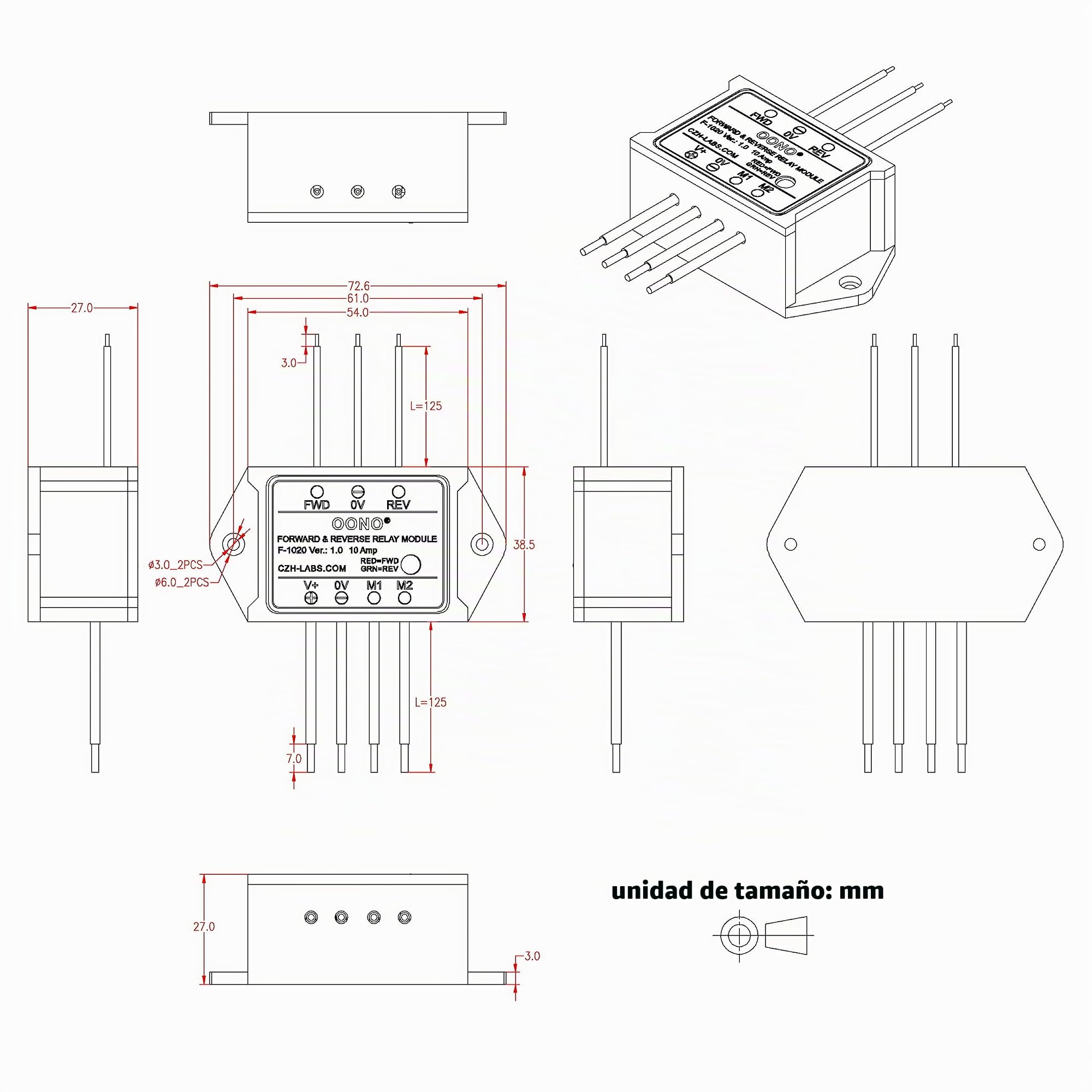 Módulo de relé delantero e inverso para motor/actuador lineal, módulo de relé de marcha atrás (DC 12V)