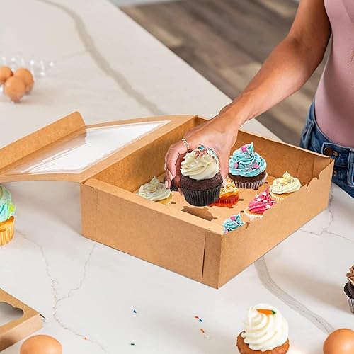 Miniatura 5 de Rarapop Juego de 6 cajas para cupcakes con capacidad para 12 cupcakes estándar, soportes para cupcakes de grado alimenticio con ventanas e insertos