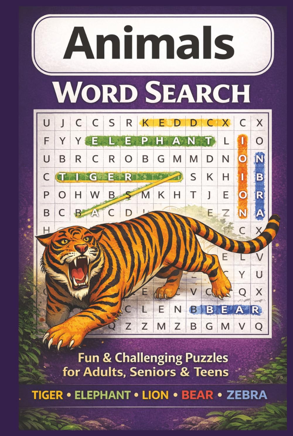 Animals Word Search: Word Searches with Easy to Read Print about Animals, Farm Animals, Jungle Animals and more | 6x9 inches, 110 pages | 50+ Puzzles … Gift for Vacations & Holidays