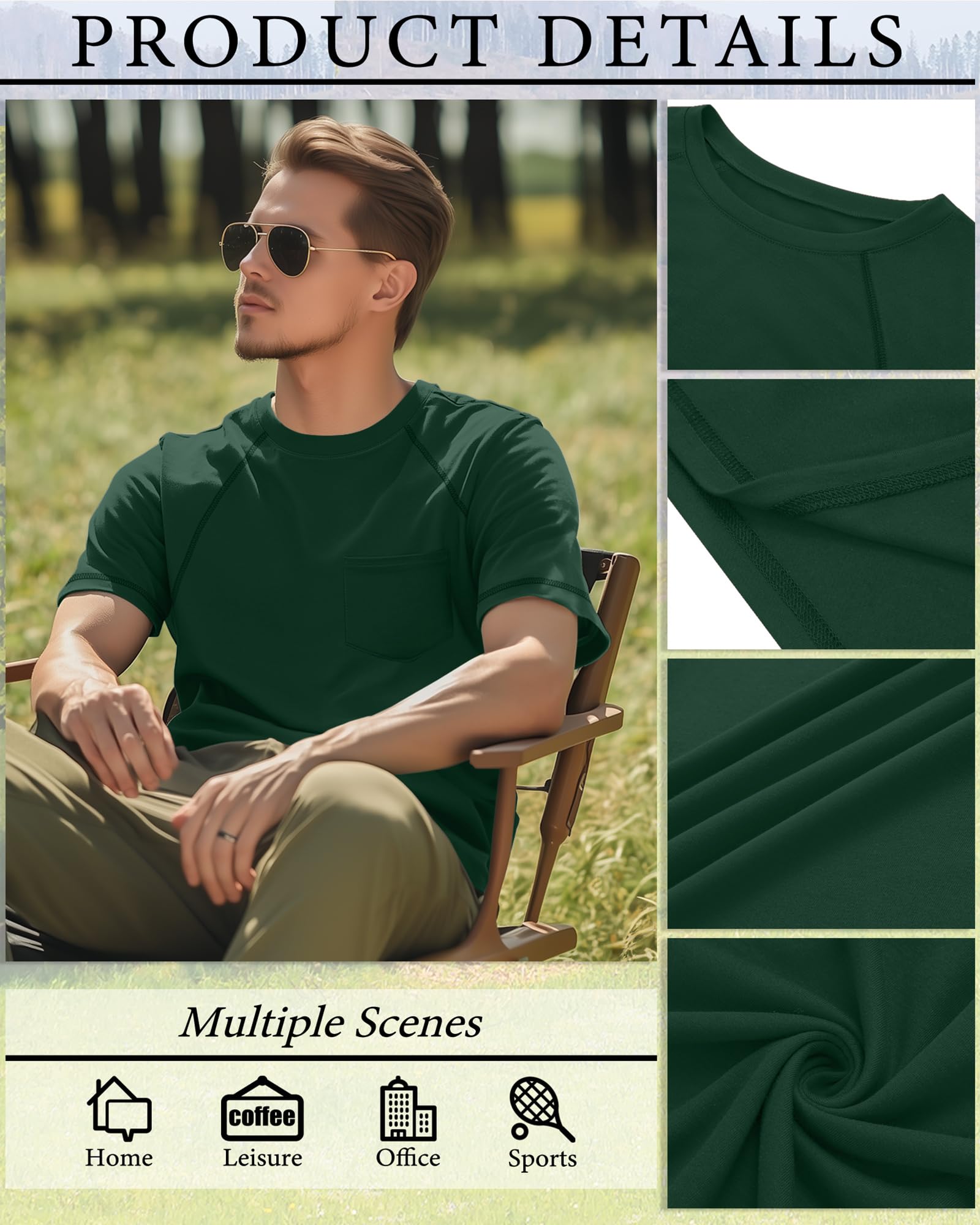 Neer 3 Camisetas Hombre Tallas Grandes con Bolsillo