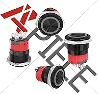 Vista 3 de APIELE Interruptor de botón momentáneo de 10 A, 22 mm, LED ojo de ángel, impermeable, redondo, autorresetable, 7/8'', 1NO 1NC