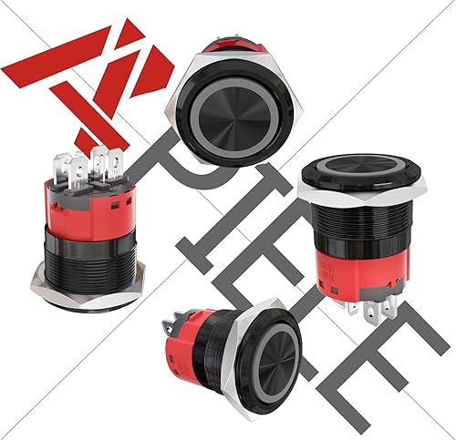 Miniatura 10 de APIELE Interruptor de botón momentáneo de 10 amperios de 0.866 in, 12 V, ojo de ángel, LED, impermeable, autorreinicio, 78 pulgadas, 1NO 1NC (acero