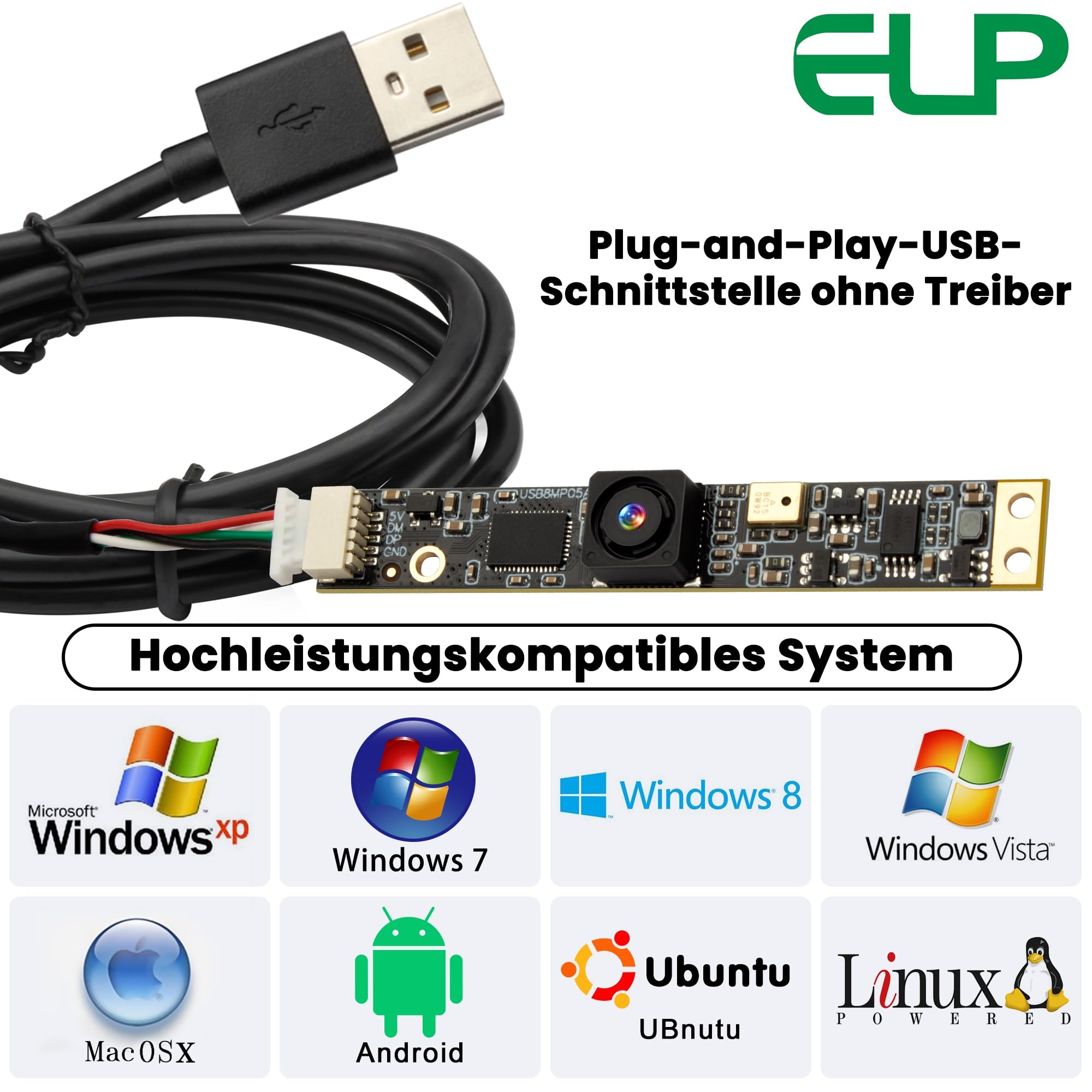 G Modulo fotocamera USB da 8 MP con microfono grandangolare PC fotocamera per computer 4K Lightburn fotocamera per incisore laser, mini strisce, obiettivo fisso, webcam, CCTV, USB, telecamera di