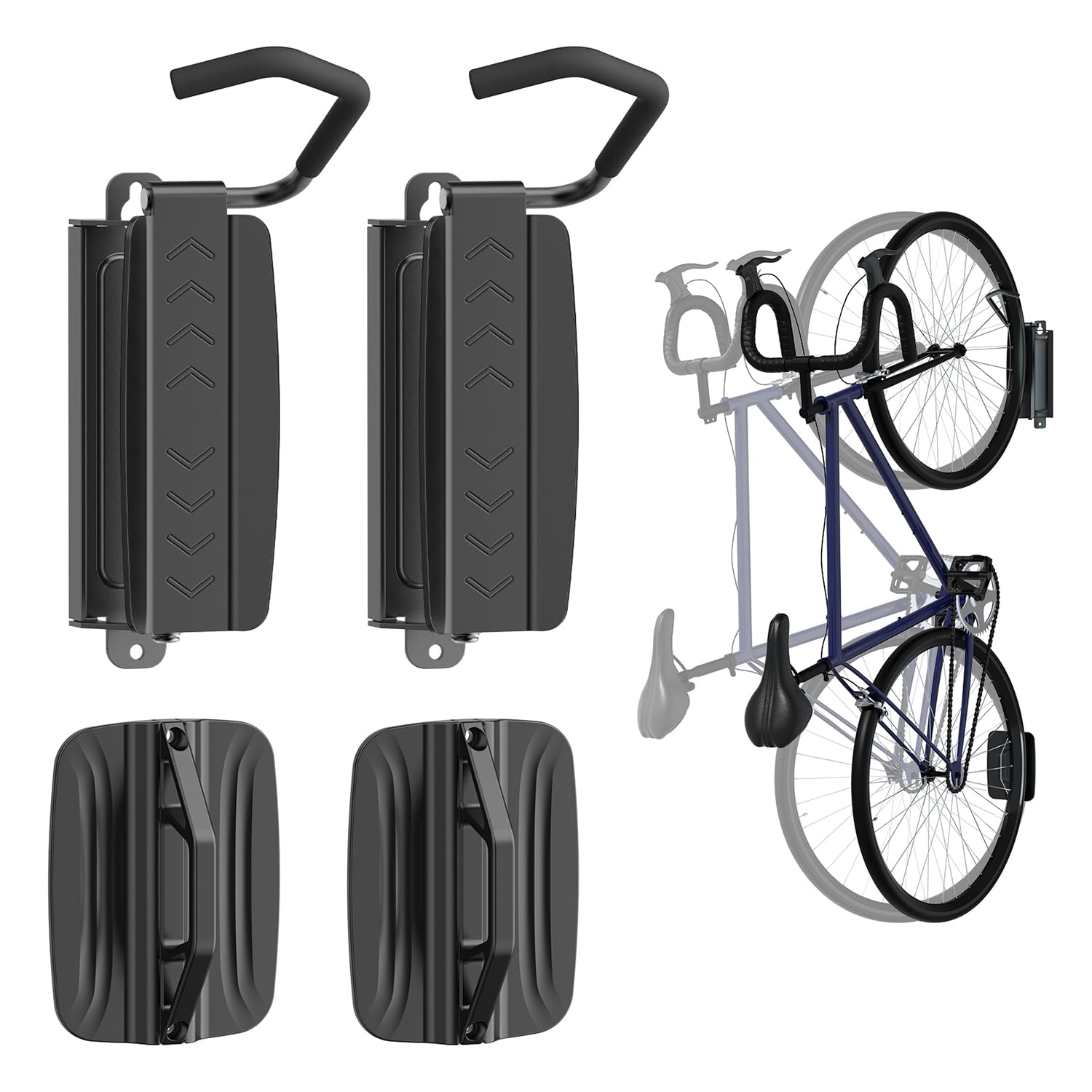 PUTORSEN Support Mural pour Vélo Vertical Pivotant - Porte Vélo Mural pour Les Garages et L'intérieur,Gain de Place et Facile à Suspendre Crochet Vélo Mural,Capacité de Charge 35kg（2 pcs.）