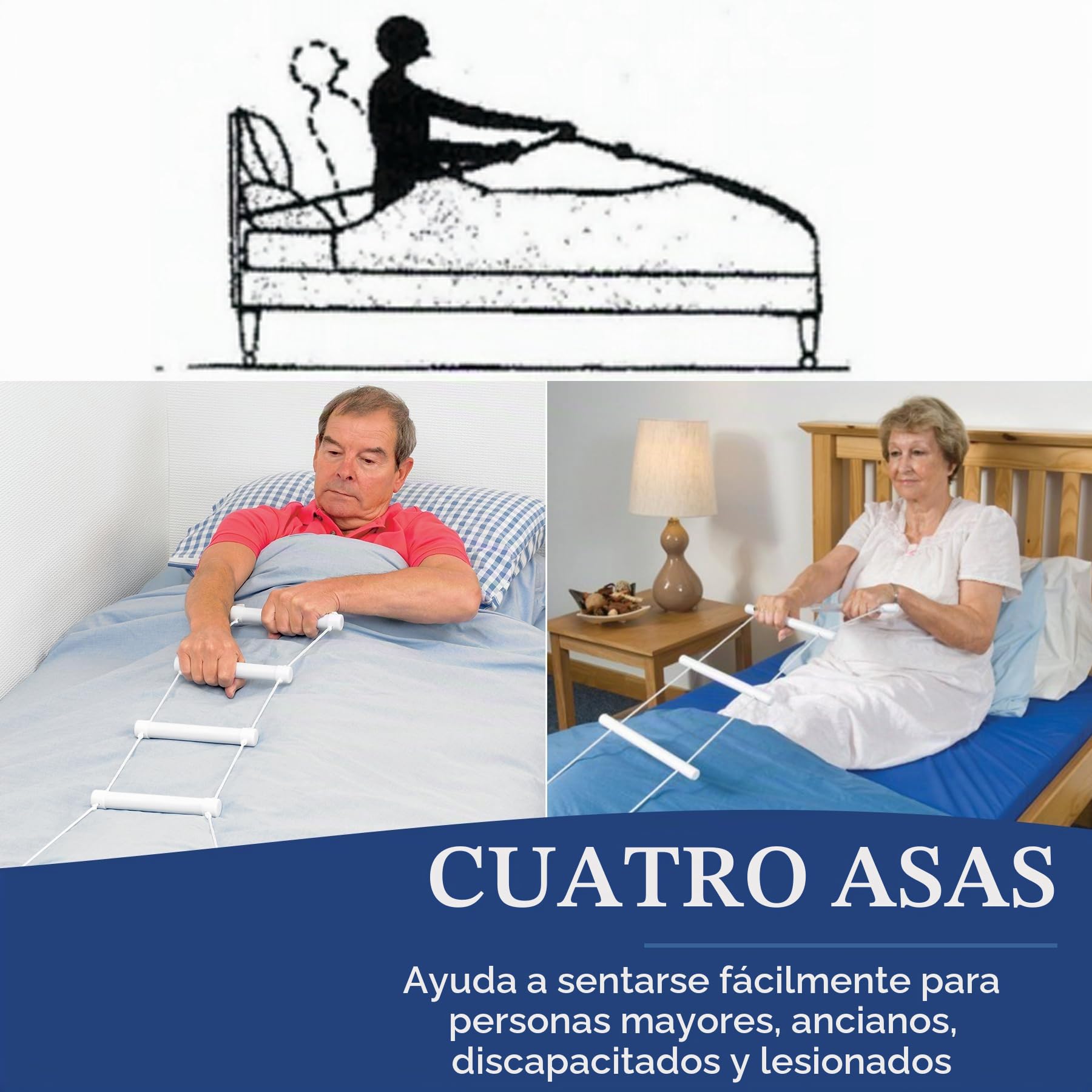 Escalera adaptable para sentarse, adaptable a cualquier armazón de cama, de MEDca