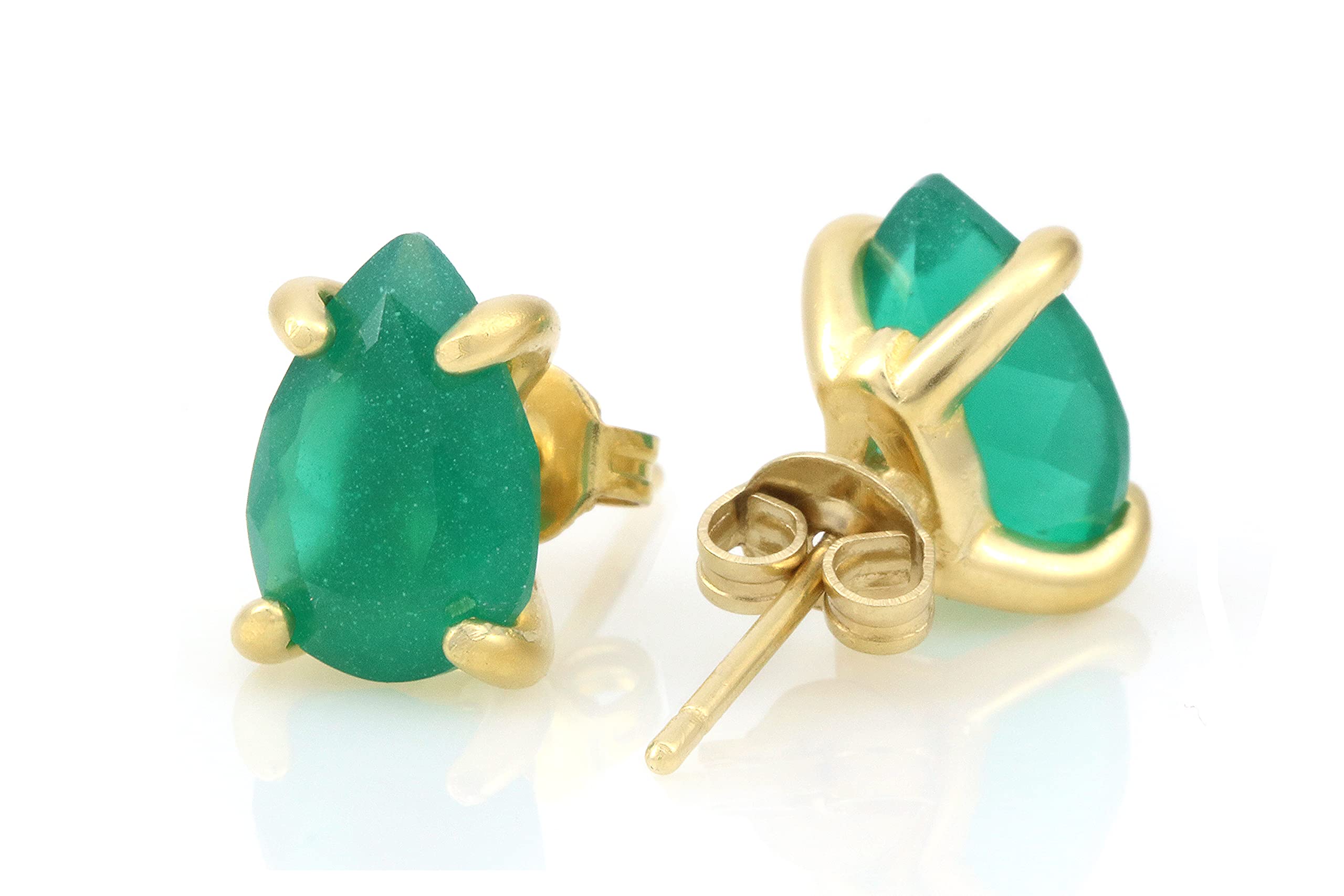 Carino Orecchini Onice Verde - Orecchini Vibranti a Forma Pera - Orecchini a Perno Pietre Gemme Lavorate a Mano, Orecchini Regalo, Orecchini per Tutti i Giorni - Gioielli Personalizzabili per Donne