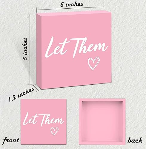 Miniatura 2 de Letrero de madera Let Them de 5 x 5 pulgadas, letrero de escritorio de casa de campo, decoración de cubículo de oficina, accesorios de escritorio