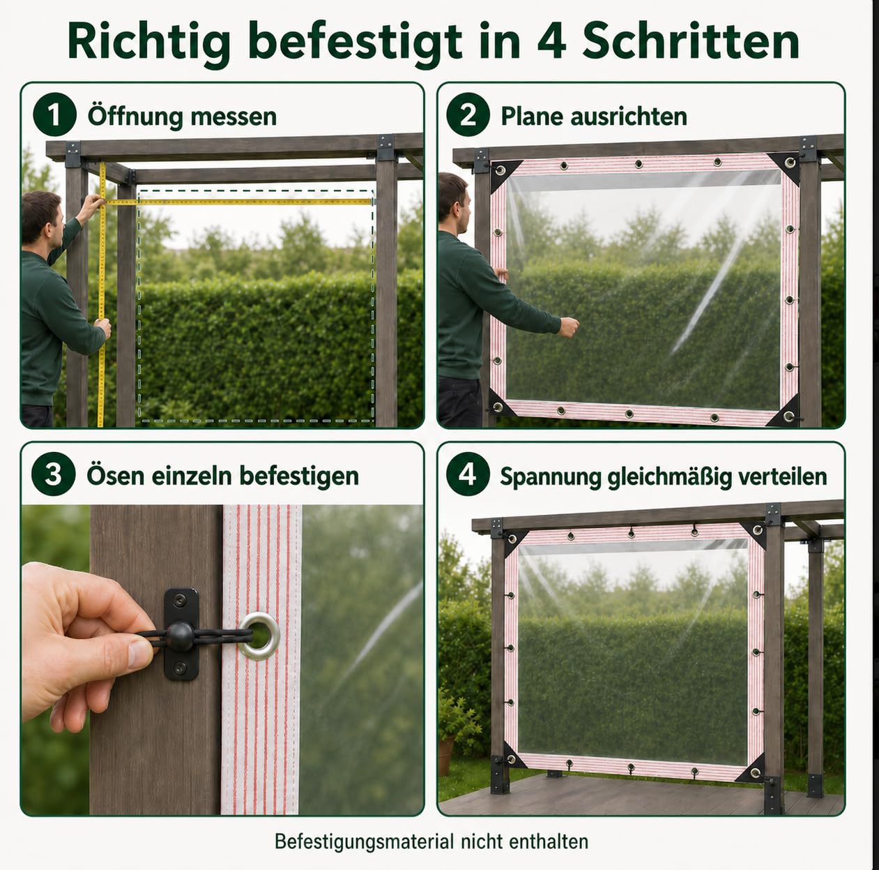 Transparente Plane mit Ösen, wasserdicht, 90% klar, 3x5m