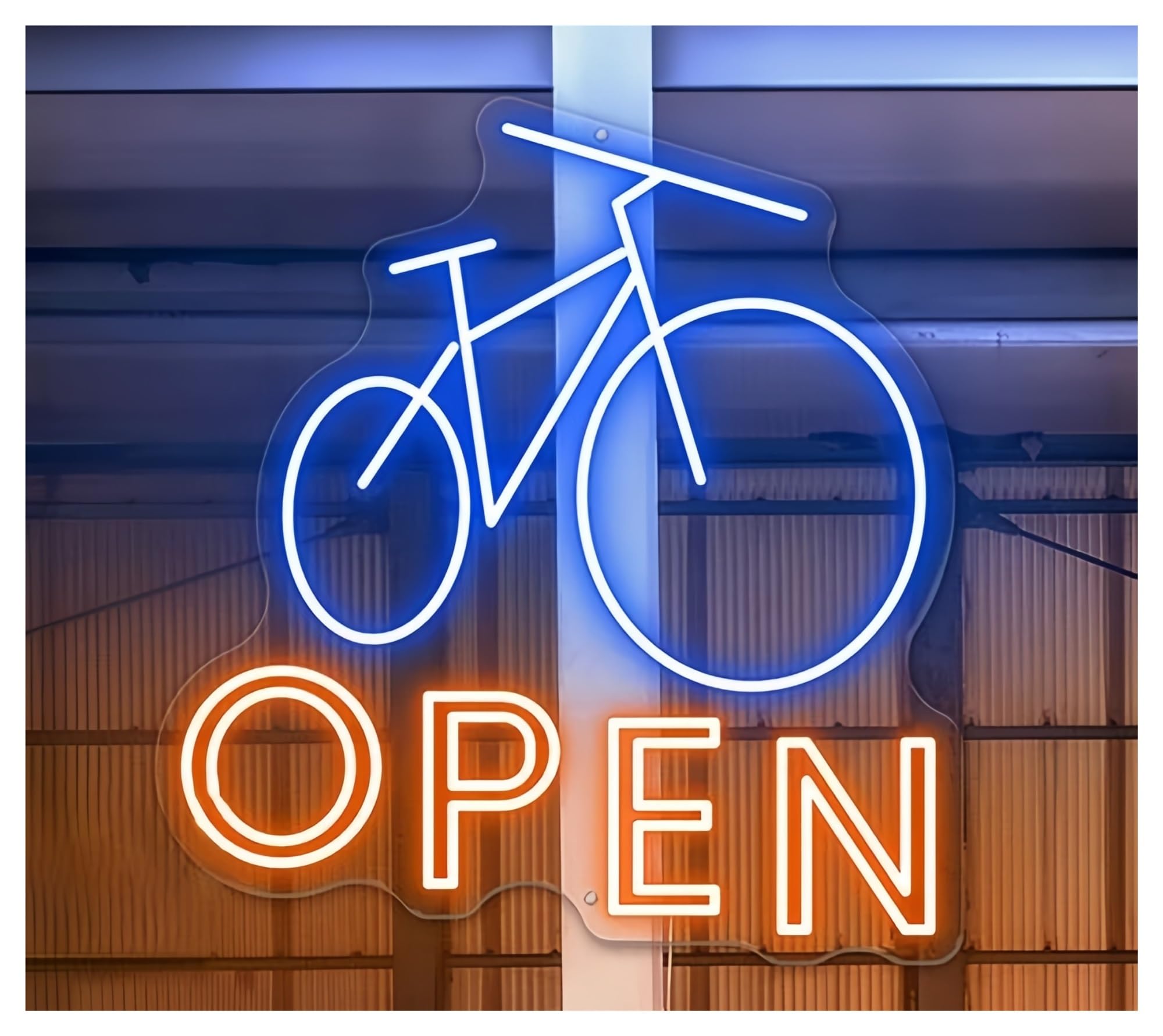 SHOUXI Sign Lamp Bike Open Neon Sign for Shop Opening Wall Decor 49X46cm(E)