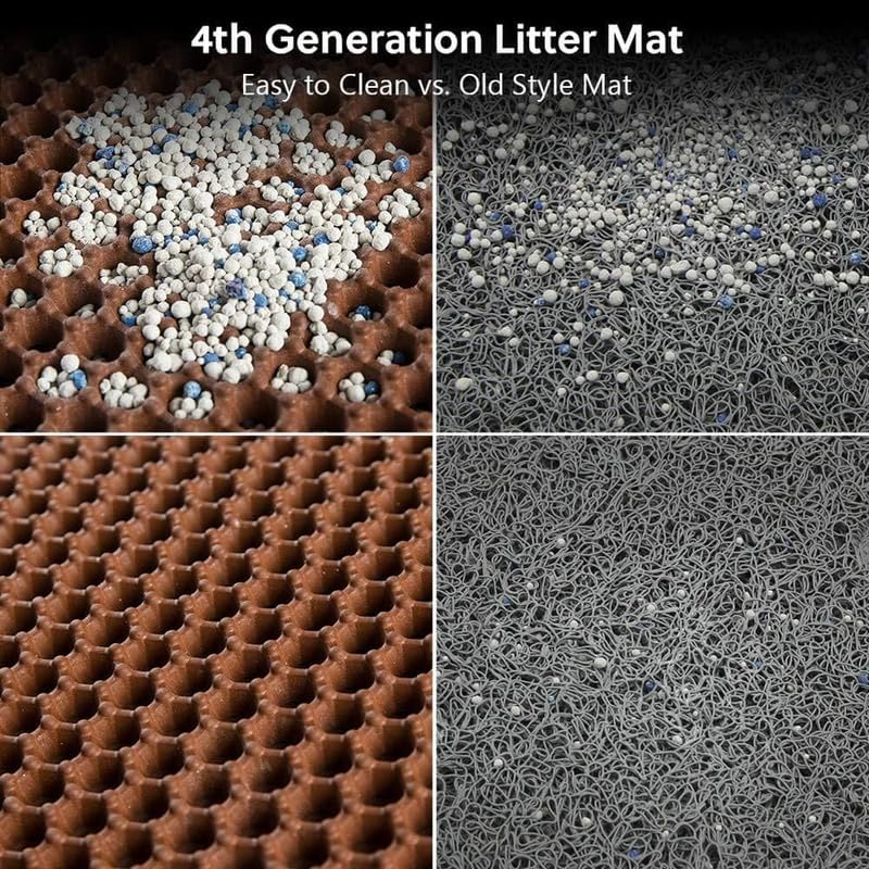 Image of Cat Litter Mat 18x24 Inch - Double Layer Open Edge Design, Waterproof & Urine Proof, EVA Material, Durable and Washable Litter Trapping Mat (Large, Brown)