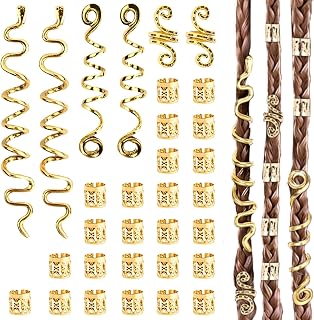 31 Pieces Gold Hair Locs, Adjustable Hair Rings and Charms for Dreadlocks Braids, Metal Hair Clips, Beads Clip Decorations... Price In India