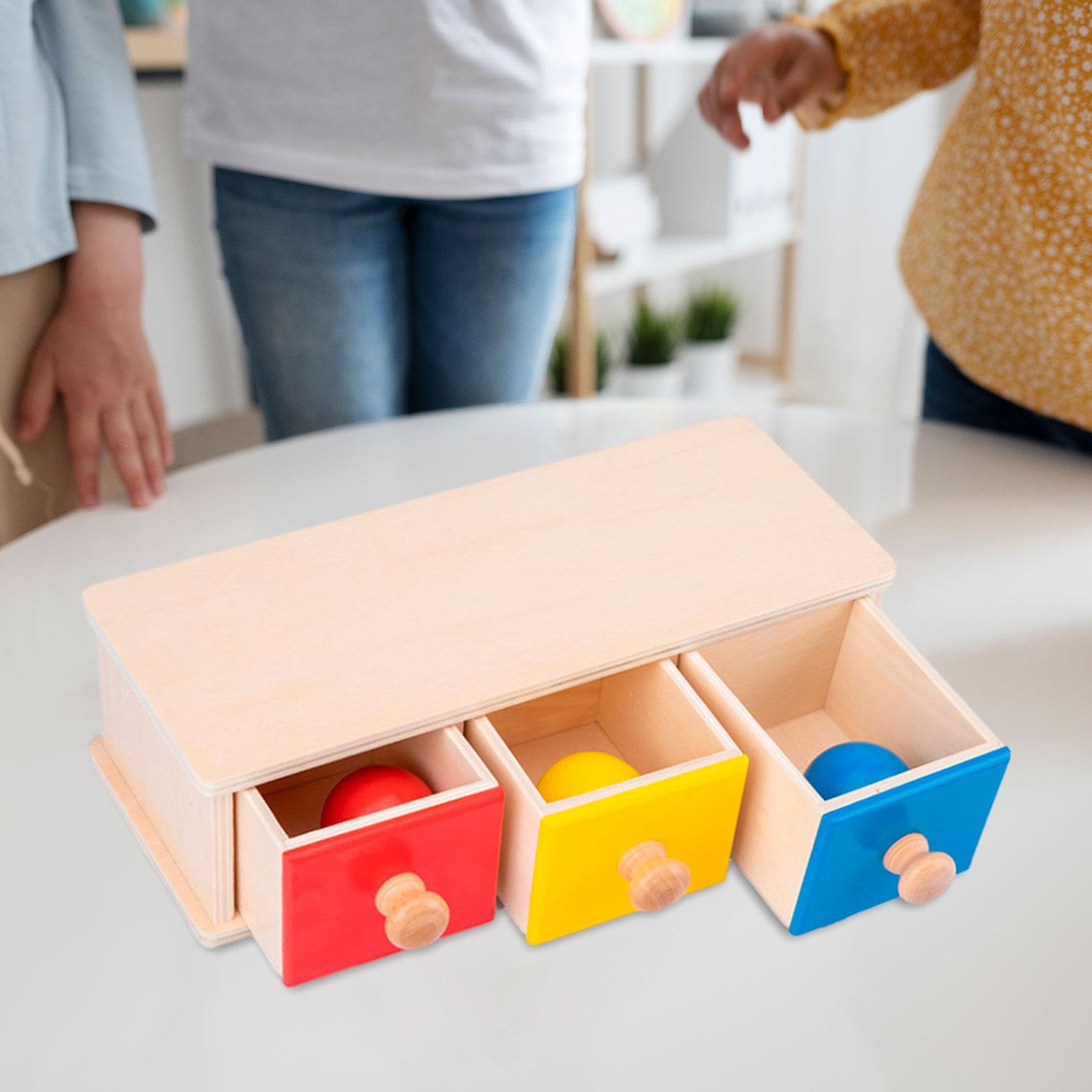 Giocattoli Educativi Scatola Oggetto Giocattolo Legno Migliora Abilità Cognitive Sviluppo Destrezza Bambini Adatto per, 3 cassetti