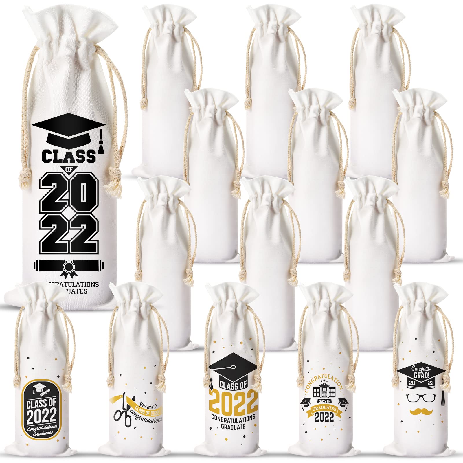 Shappy Sublimation Wine Bag Reusable Canvas Wine Bags with Drawstrings for DIY Wedding Nurse Graduation Physician Assistant Gifts Birthday Anniversary