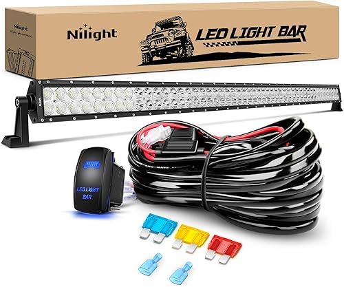 Nilight Barra de luz LED combo de inundación y foco de 300 W y 52 pulgadas, para fuera de pista, lancha, antiniebla, 12 V, interruptor basculante de