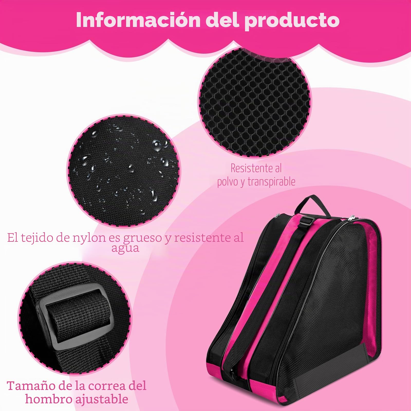TOSAVGA Mochila para Patines en Linea Bolsa Patines Niña, Bolsa para Patines de Ruedas, Mochila Patines Bolsa Linea Guardar Patnes con 3 Compartimentos para Patines de Hielo y a Rueda