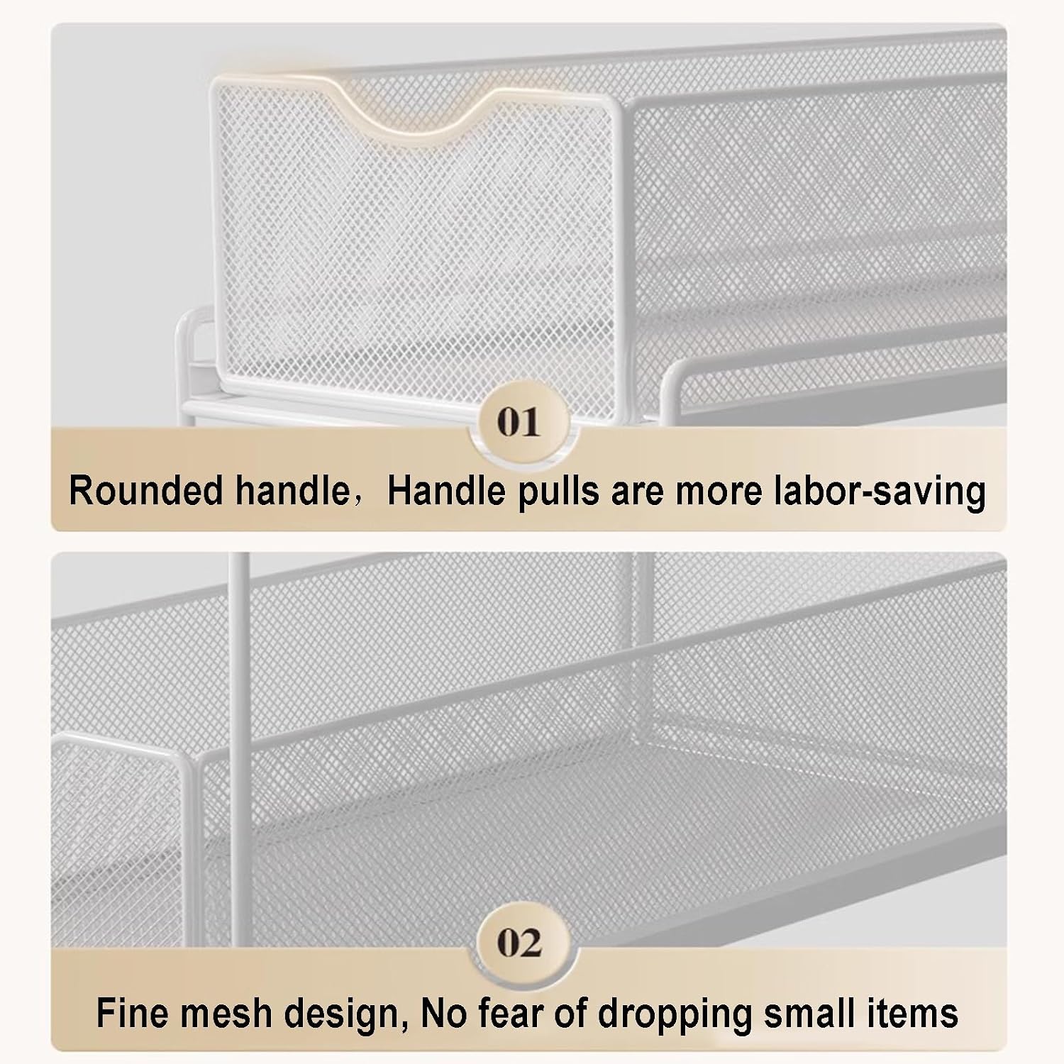 EMYJAY Under Sink Organizers and Storage, Pull Out Cabinet Sliding Basket Slide Out Pantry Shelves Sliding Drawer Pantry Shelf Pantry Organizers and Storage (Color : White, Size : 19x375x31cm)