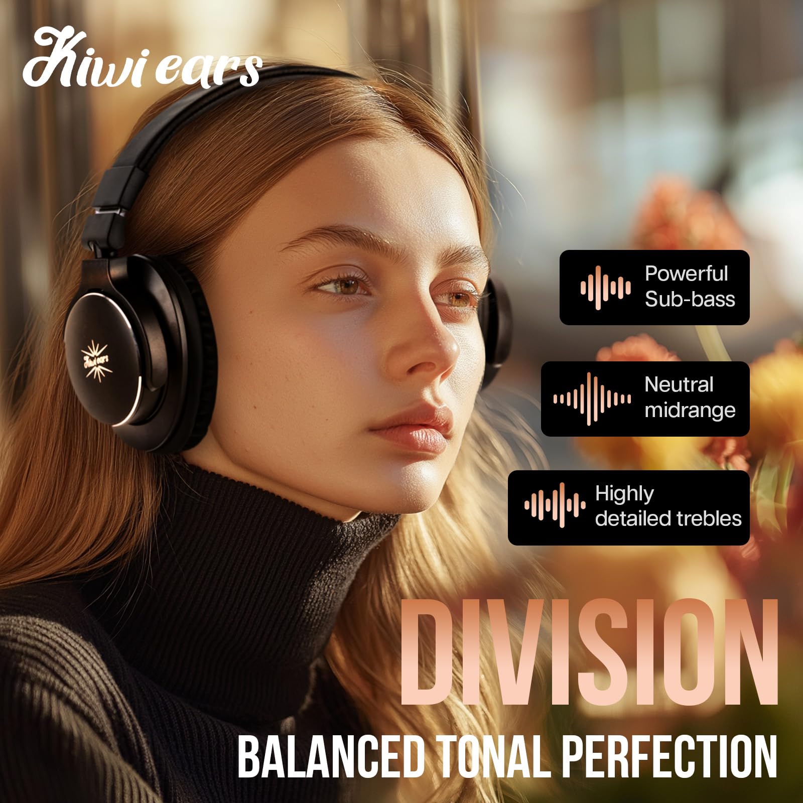 Linsoul Kiwi Ears Division Over Ear Headphone, 40mm Dynamic Driver Monitoring Headphones, Wired Gaming Headphone, DJ Headphones for Professional Musicians Engineers (Black) - Image 2