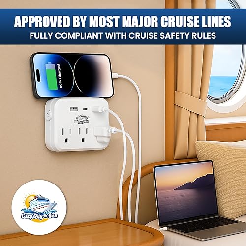 Miniatura 6 de Extensor de salida compatible con crucero con 3 salidas de CA, puertos USB duales, puerto USB-C, 2500W. Sin protector de sobretensiones. Esencial