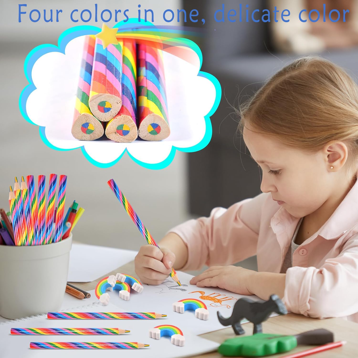 30 gomme da cancellare arcobaleno per bambini, simpatiche gomme a forma di cubo arcobaleno 2B, morbide, colorate, ideali per studenti, insegnanti, schizzi, pittura, forniture artistiche