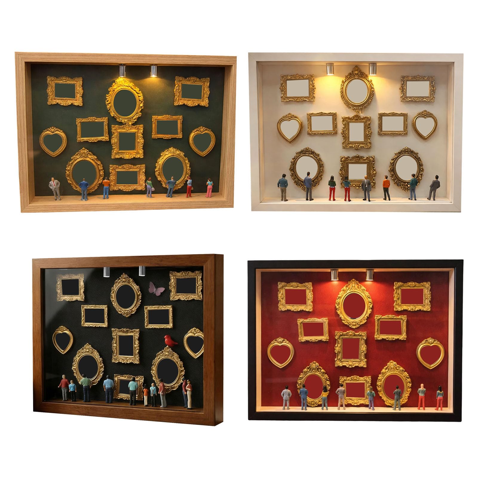 Diys Minis - Caja con silueta de museos para celebrar tu recuerdo único en estilos, marco de caja de sombras, personaliza la exhibición de fotos de bricolaje