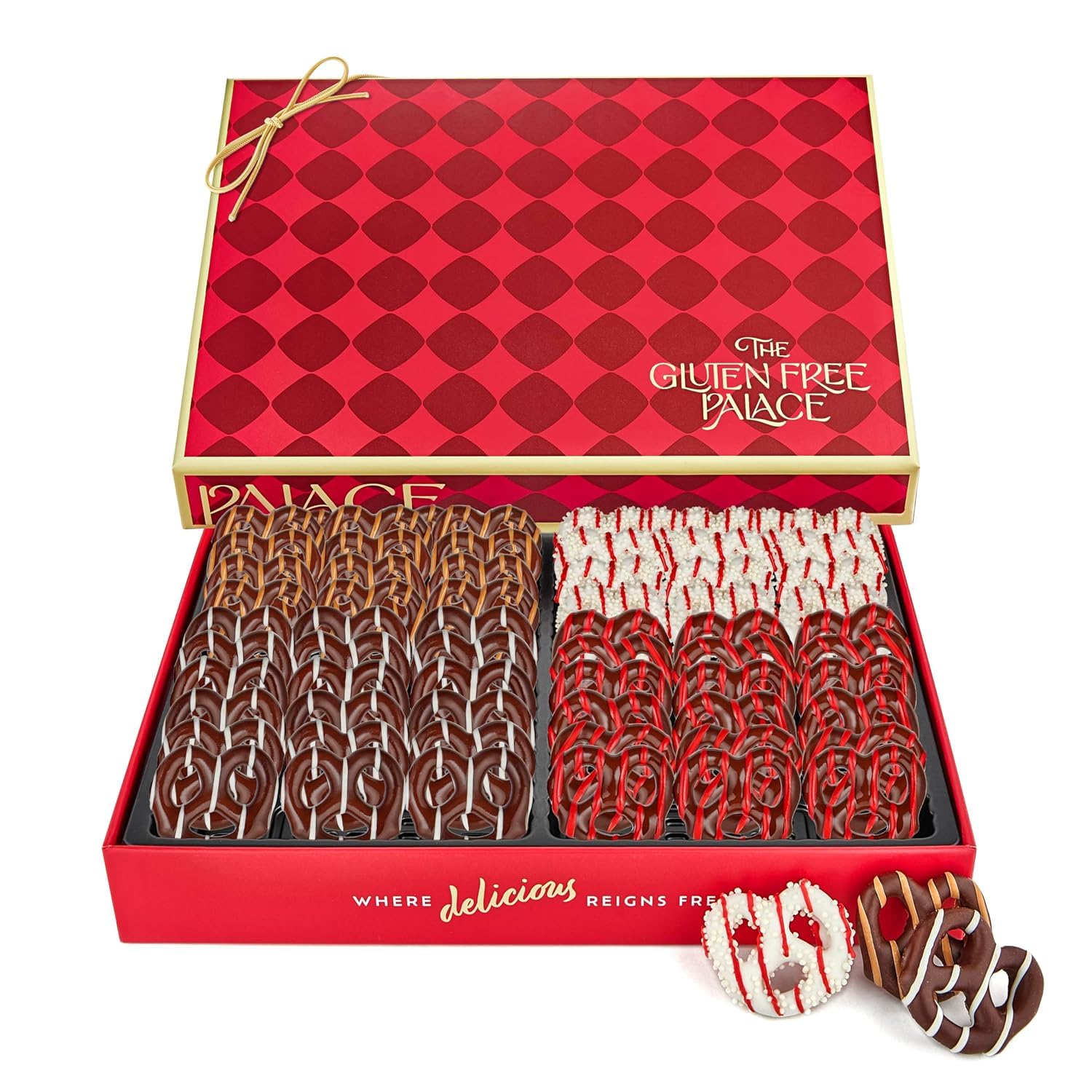 Gift Box – Gourmet Purim Chocolate Covered Pretzels – Gluten Free Chocolate Treats and Snack Basket for Him & Her – Mishloach Manot Gift Basket (4 Flavors)