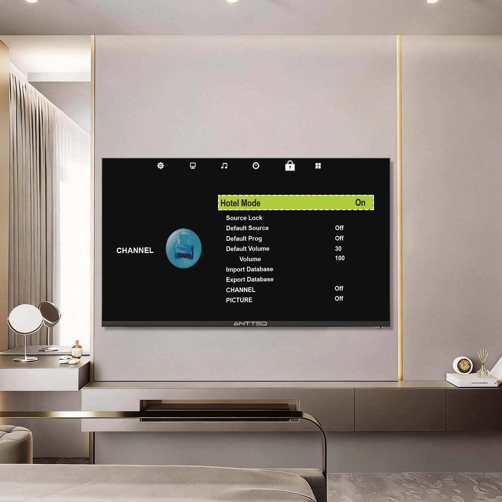 Antteq AE24H5-Q1 HD LED Televisore 24 Pollici Sottocosto, Triple Tuner DVB-C/T2/S2, con VGA, AV, HDMI, USB-Media Player, CI+, Dolby Audio, Hotel Modus 2026 [Classe di efficienza energetica E]