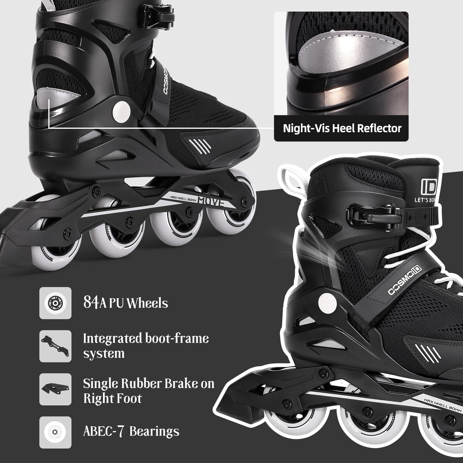 Move - Inline Skates for Women Men, Roller Skate Blade Adult Male Female, Professional Fitness Roller Skates Blades for Unisex