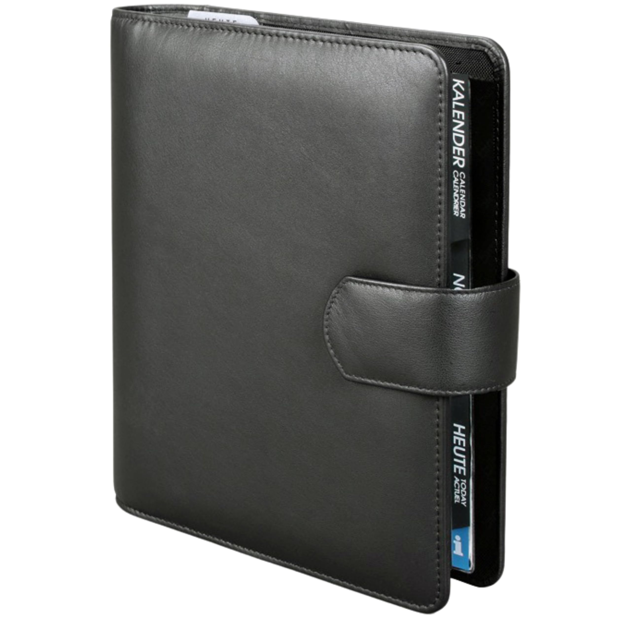 Agenda Bind DIN A5 In Pelle Nappa - Nero Con Chiusura Magnetica, Anelli 30mm