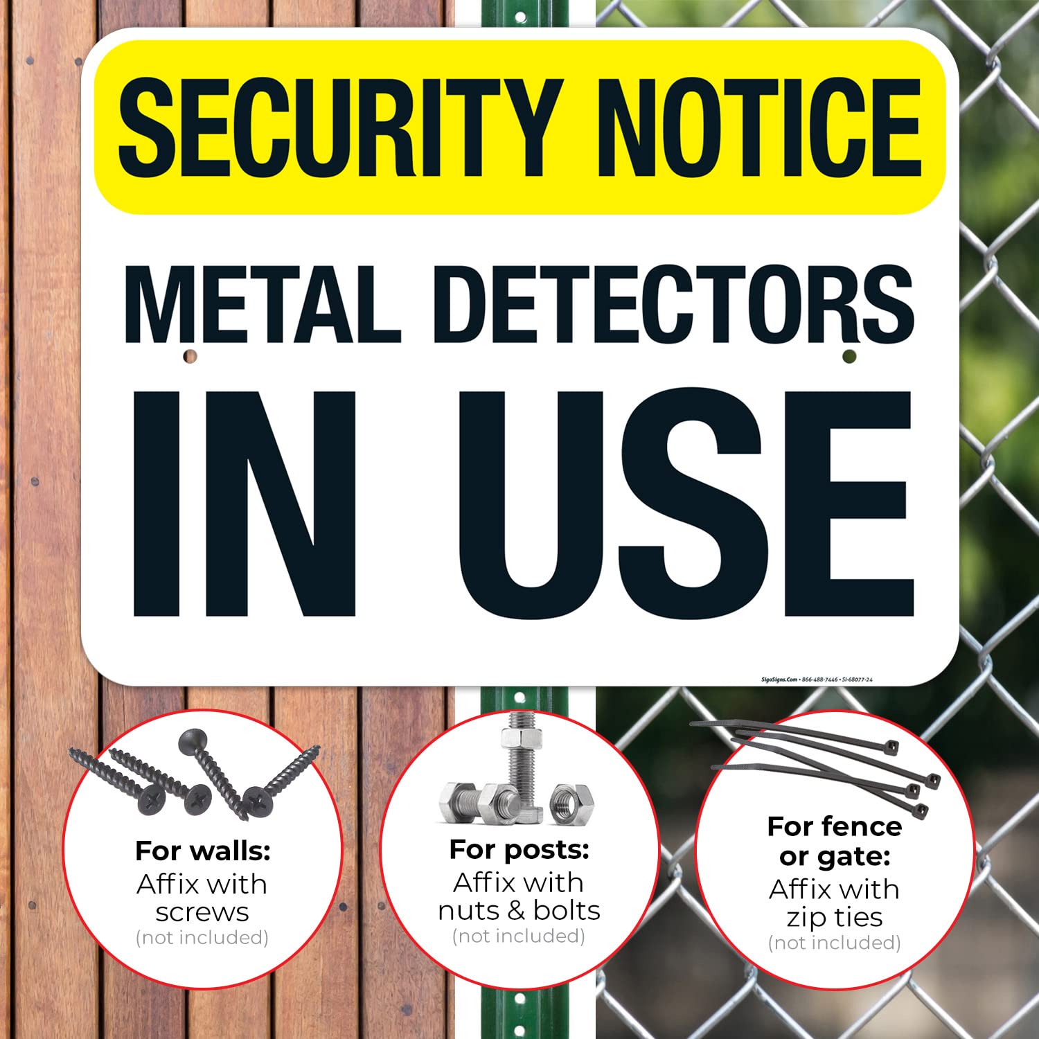 Metal Detectors in Use Sign, 18x24 Inches, Rust Free .063 Aluminum, Fade Resistant, Made in USA