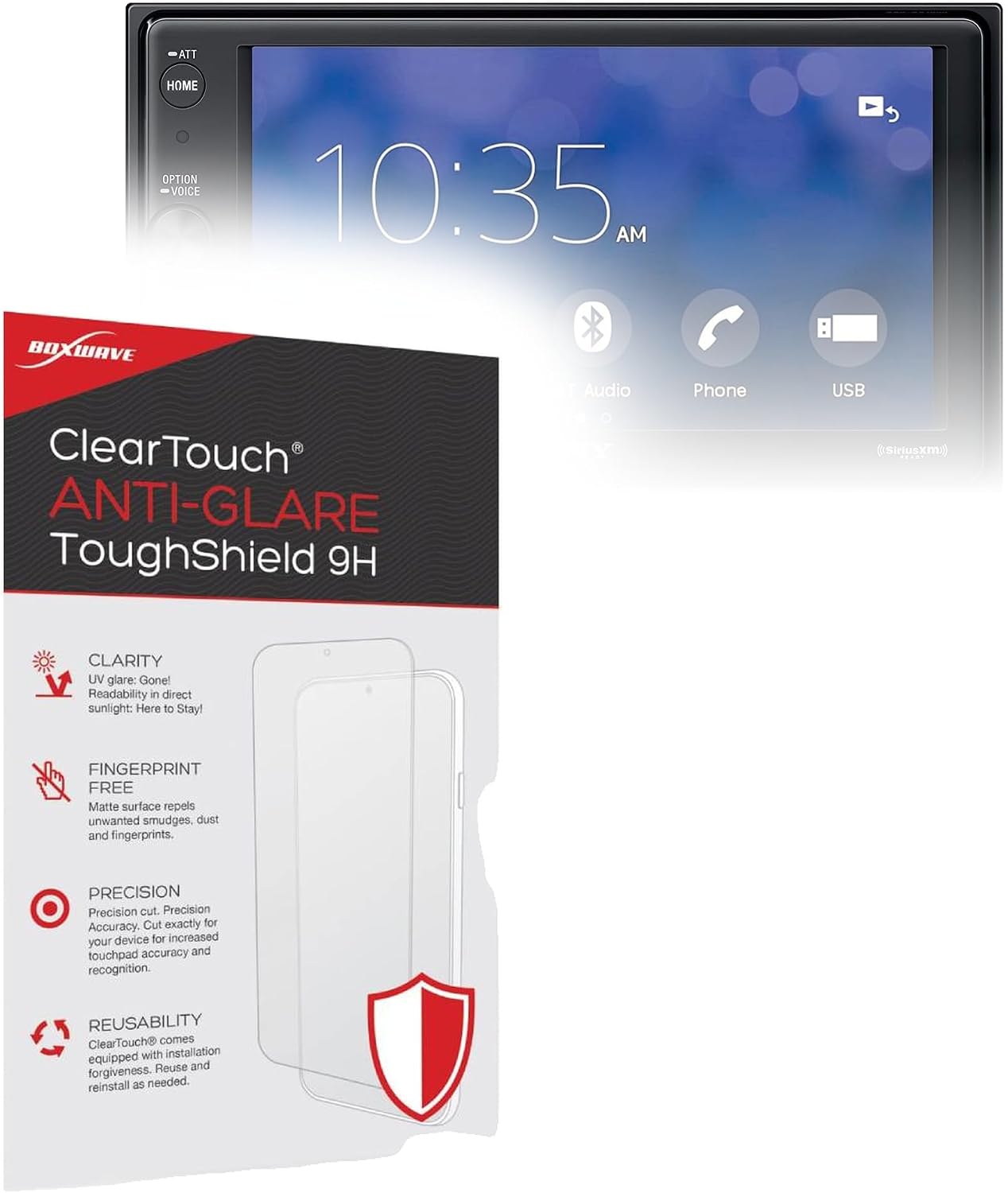 BoxWave Screen Protector Compatible with Sony XAV-AX1000 - ClearTouch Anti-Glare ToughShield 9H (2-Pack), Anti-Glare 9H Tough Flexible Film Screen Protector