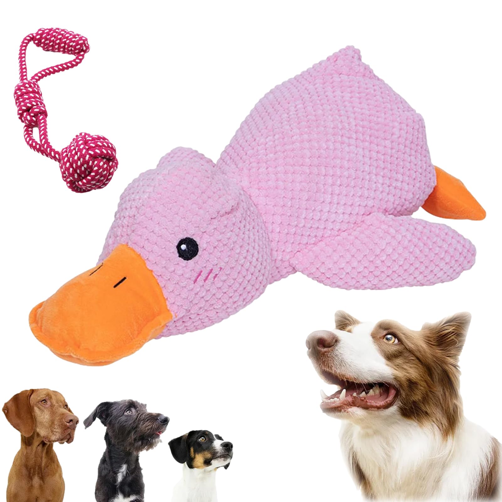 HOPASRISEE Emotional Support Duck for Dogs, Calming Duck, Zentric Dog Toy, The Mellow Dog Calming Duck, Quack-Quack Duck Dog Toy, Cute No Stuffing Duck with Soft Squeaker (Pink-1PC)