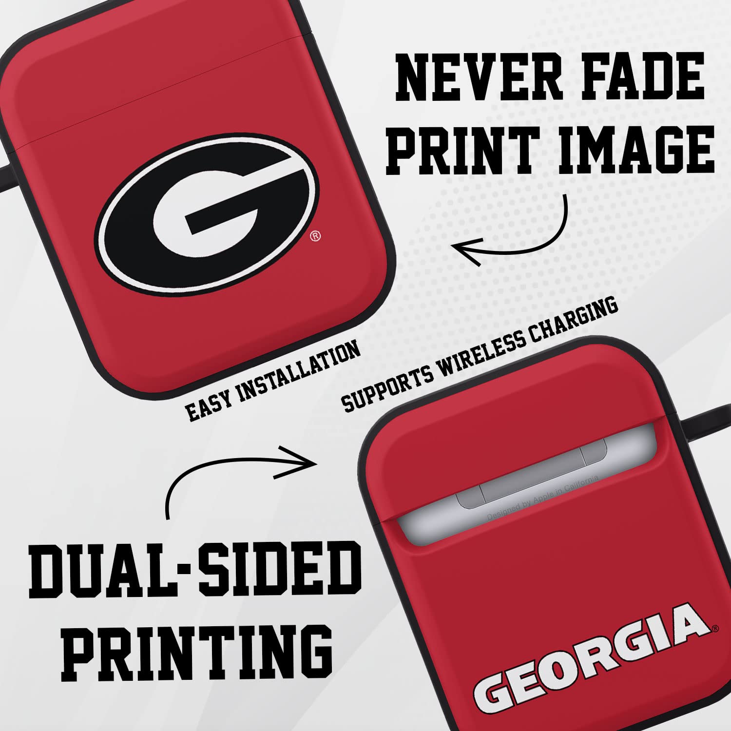 AFFINITY BANDS Georgia Bulldogs HDX Case Cover Compatible with Apple AirPods Gen 1 & 2 (Classic)