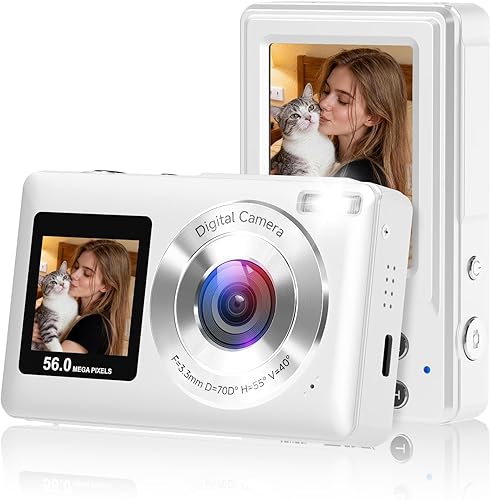 Miniatura 11 de Cámara digital, cámara digital mejorada de 56 MP con pantalla dual de 56 MP, cámaras compactas con batería integrada con zoom de 16X, cámaras de