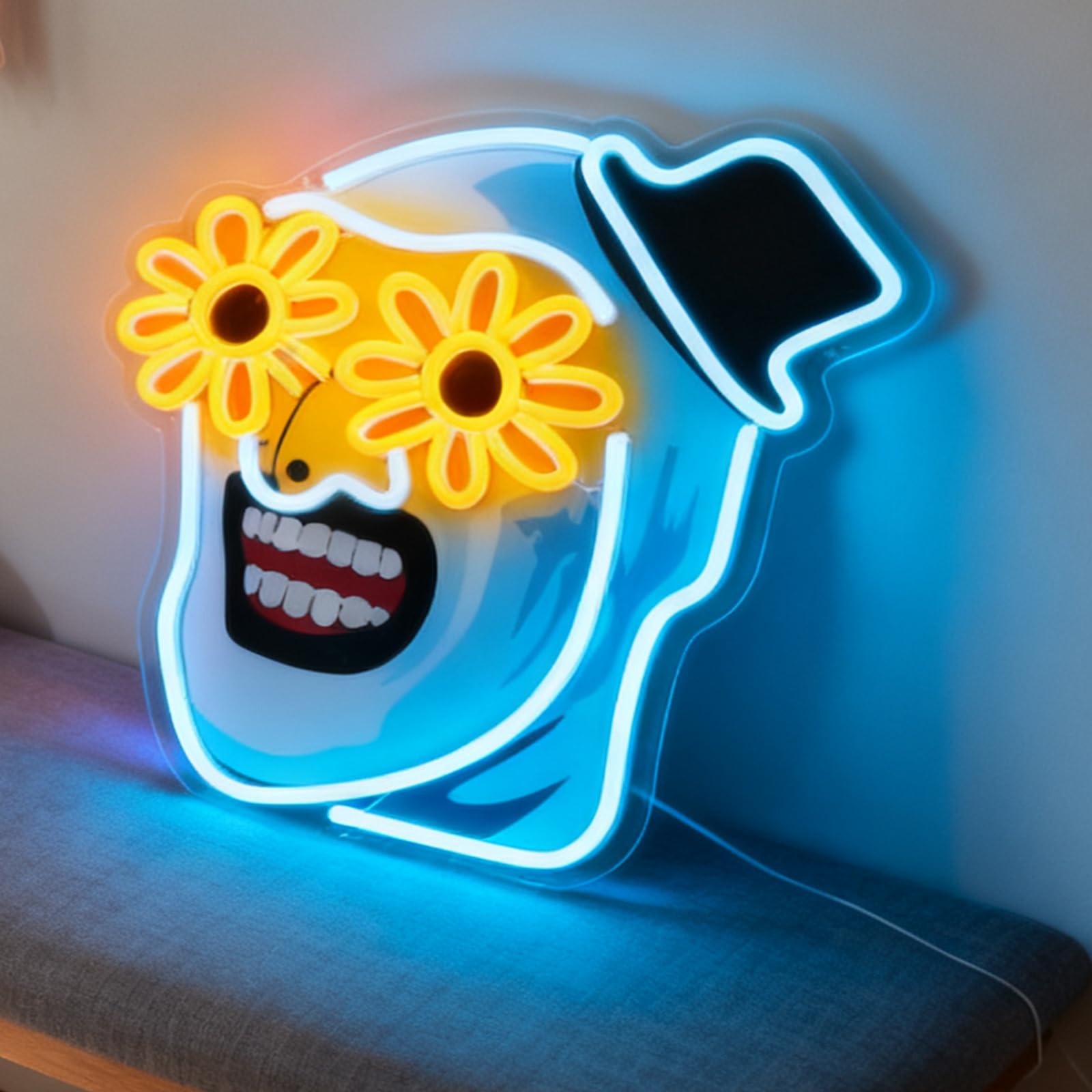 Sunflower Sunglasses LED Neon Sign, USB Powered Dimmable Decorative Neon Light Home Living Room Bedroom Gallery Wall Table Creative Decor 19.7 x 17.7 In