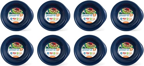 Preserve Tazones sin BPA para uso diario, hechos de plástico reciclado en los Estados Unidos, juego de 32 unidades, color azul medianoche