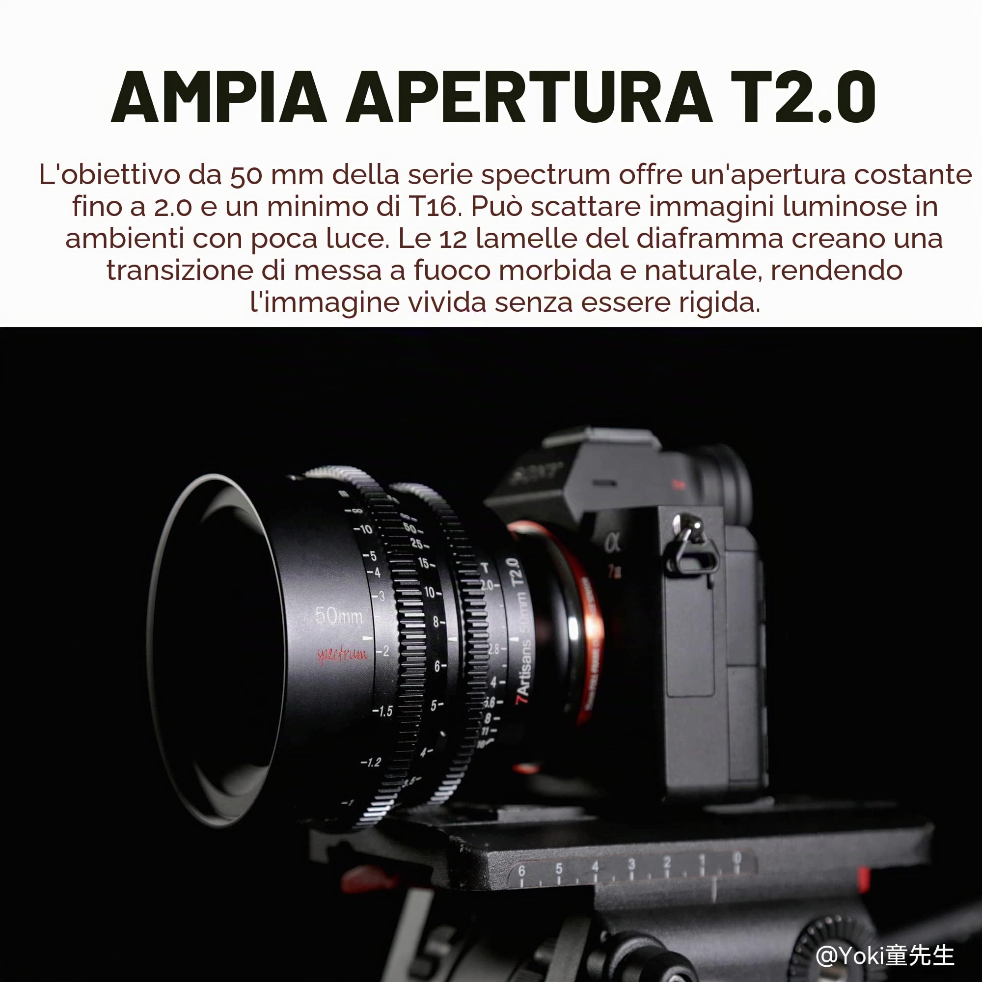 7artisans 50 mm T2.0 Obiettivo cinematografico full frame di grande apertura compatibile con Nikon Z-Mount, messa a fuoco manuale con bassa distorsione per fotocamere mirrorless, nero