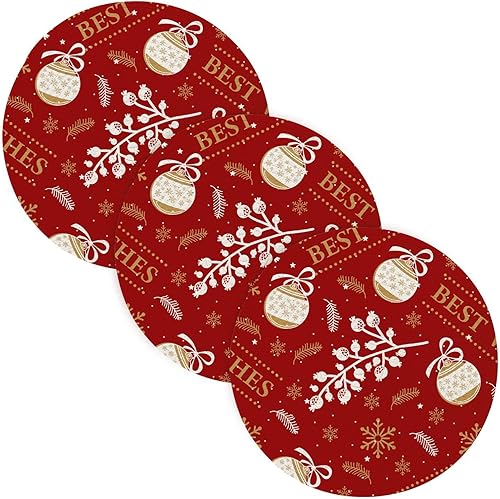 Christmas Elements on Red Background Hot Bowl Holder Large Trivet for Hot Dishes Heat Resistant Mats for Microwave Stove Home Necessities Hot Water