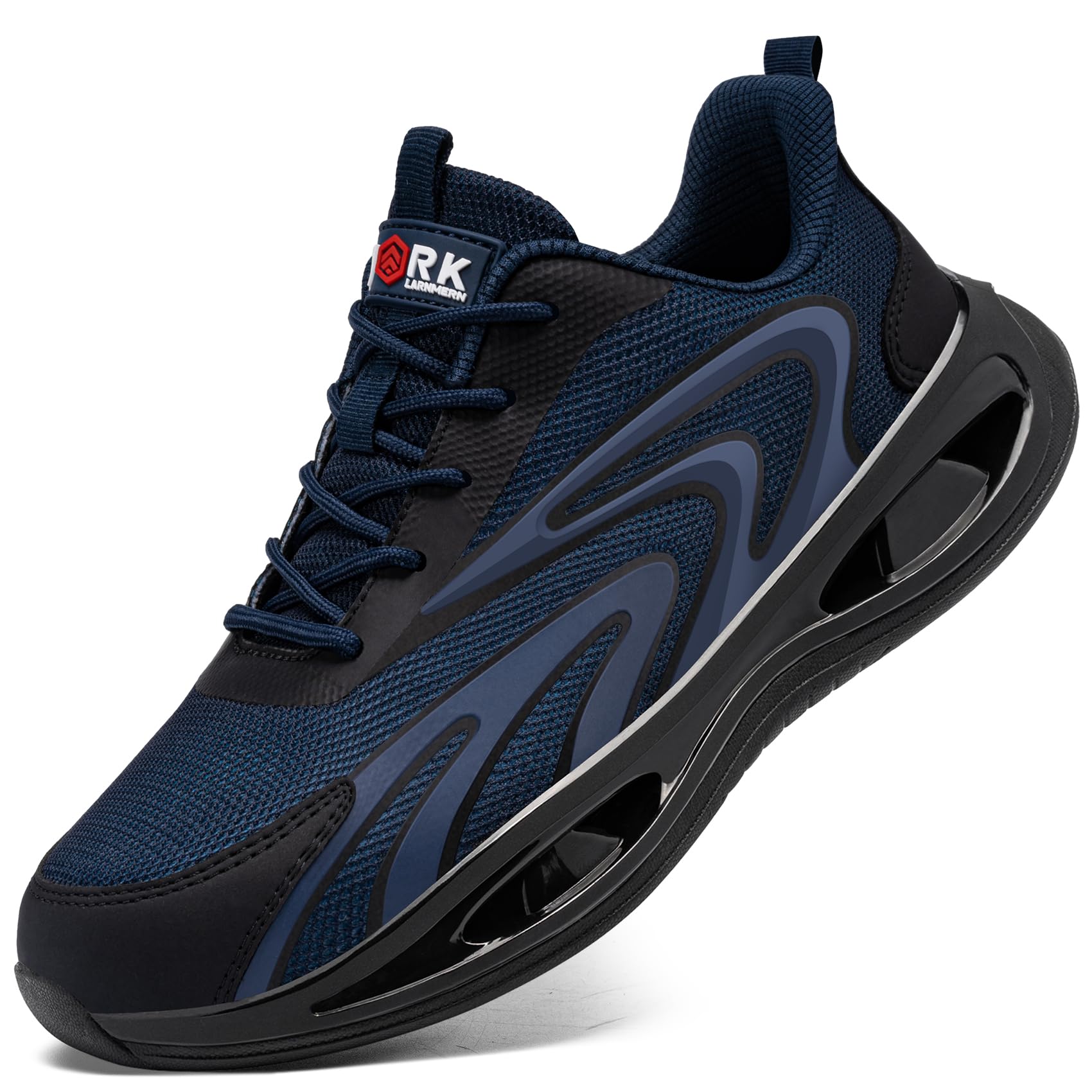 LARNMERN Zapatos de Seguridad Mujer Zapatillas de Seguridad Amortiguación Ligeros Comodidad Transpirabilidad Moda Zapatos de Trabajo(Azul Marino,41EU)