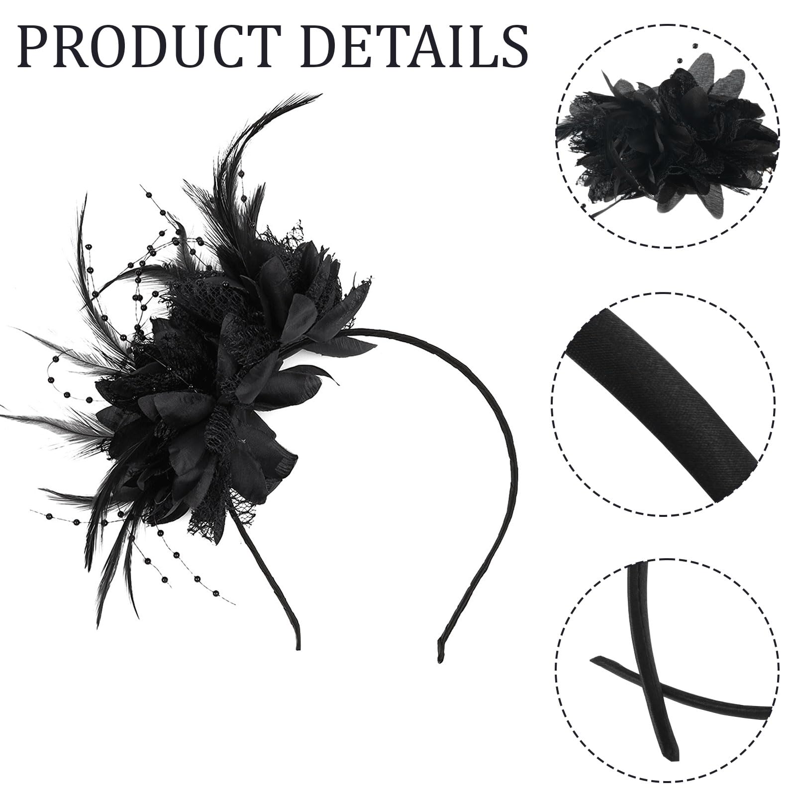 MUNSKT Feathered Headpiece,2 PCS Red And Black Fascinators for Women,1920s Feather Headwear,Feather Headband,Hair Accessories for Cocktail Wedding Prom Masquerade Tea Party - Image 3