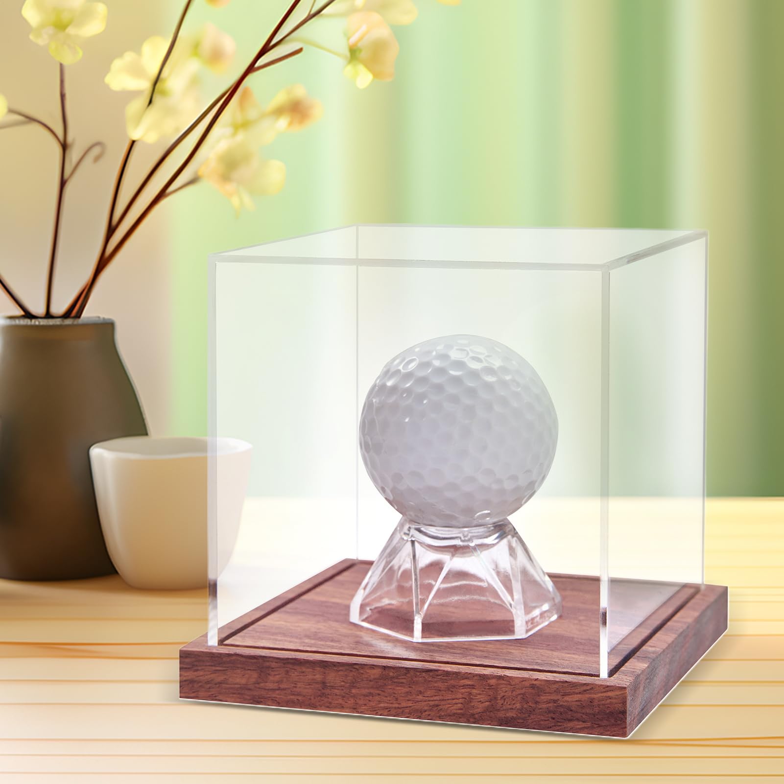 Support De Présentation pour Billes De Golf | Boîtier D'exposition pour Balles De Golf avec Support en Bois,Boîtier de Stockage Carré Anti-Poussière pour Trophées dans Différentes Pièces