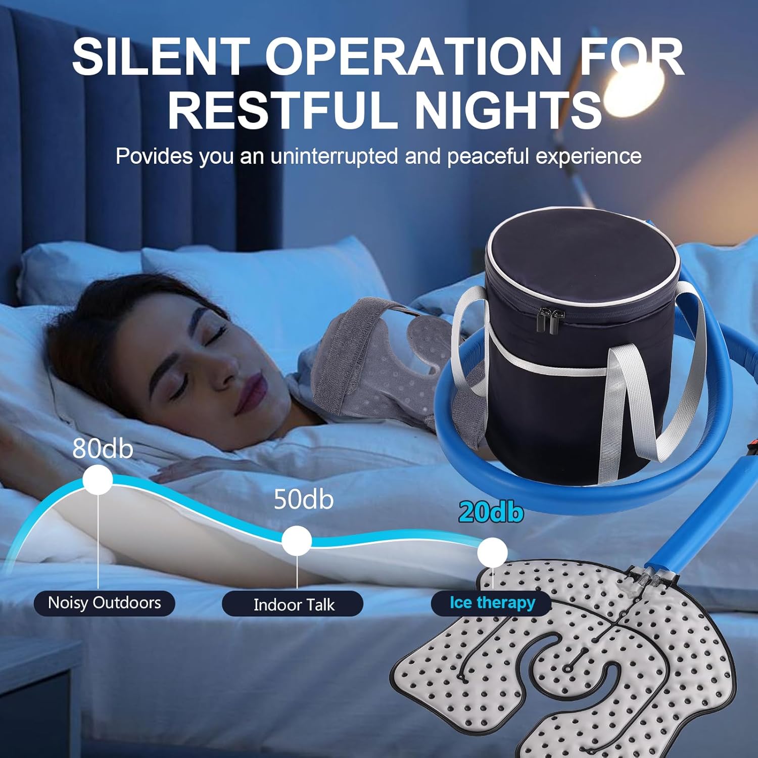 Cold Therapy Machine with Flow Control, Portable Ice Machine for Post-Operative Recovery, Knee Replacement Recovery System for Pain Relief w/Compression Pad for Shoulder, Hip and Ankle
