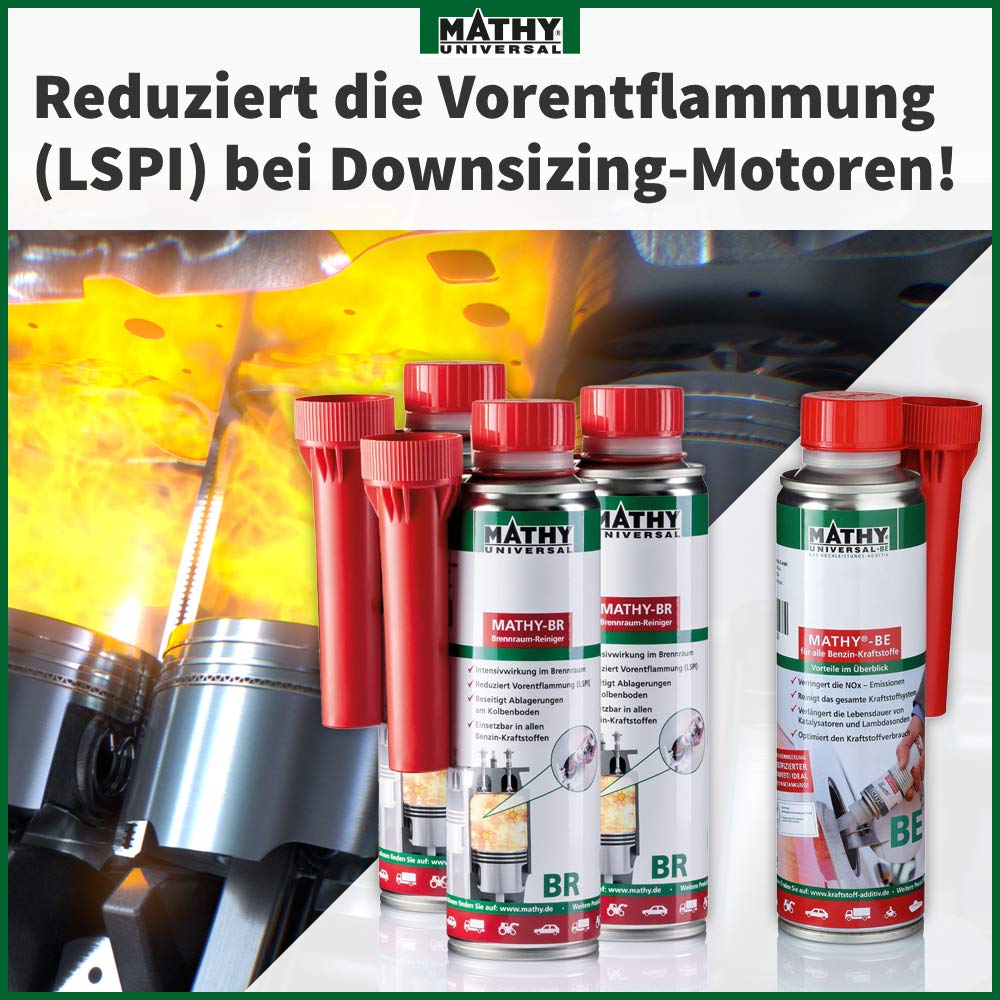 MATHY-BR Brennraumreiniger Benzin, 250 ml - Benzin Additiv - Kolbenring Reiniger - geeignet für Downsizing-Motoren - Kraftstoffadditiv Benzin Motoren